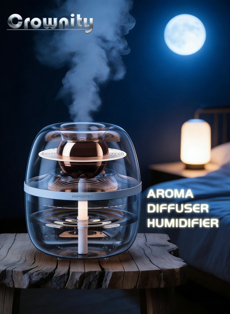 كرونايتي مرطب هواء بالموجات فوق الصوتية جهاز ترطيب بسعة 3 لترات مزود بضوء ليلي، ووظيفة ترطيب وتنقية مزدوجة الفوهة، وتشغيل هادئ لمدة 20 ساعة، إيقاف التشغيل التلقائي (شفاف) - Image 1